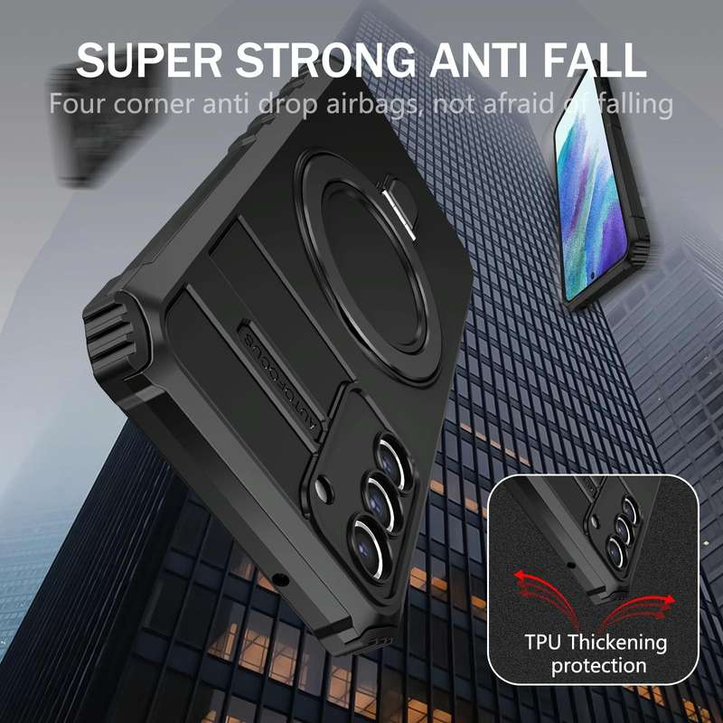 For Samsung Galaxy S21 FE 5G MagSafe Magnetic Holder Phone Case(Black)