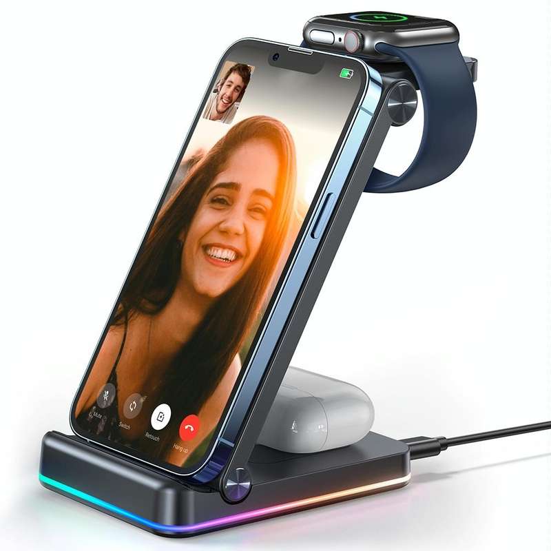 JOYROOM JR-WQN01 15W 3 in 1 Foldable Wireless Charger(Black)