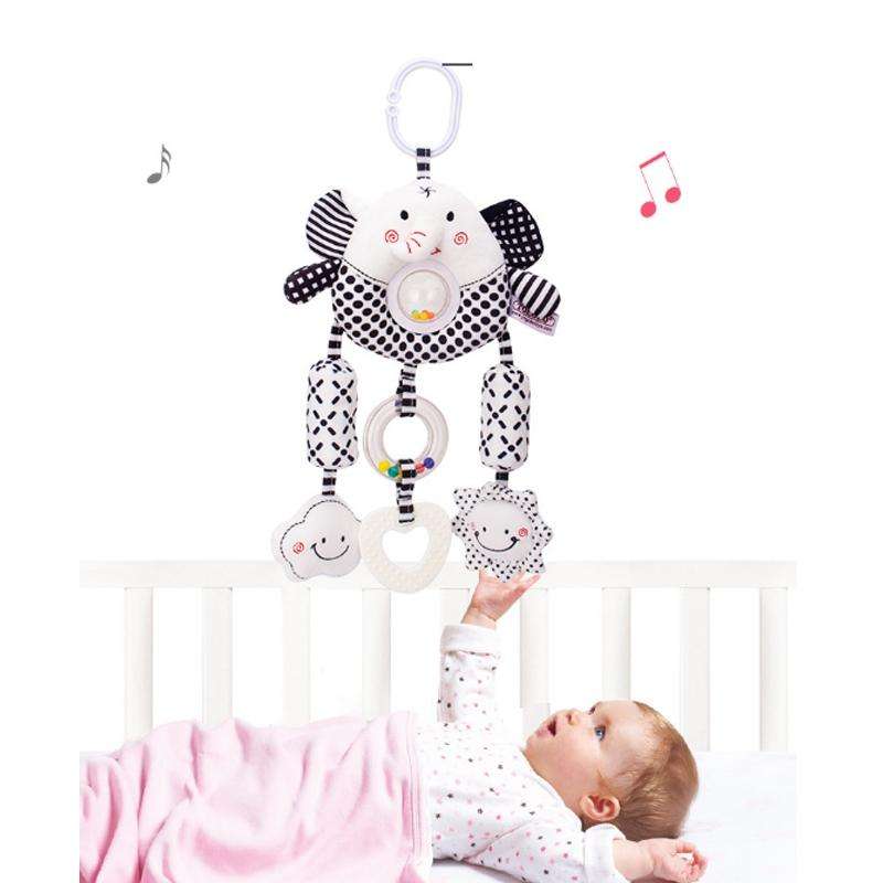 Newborn Baby Stroller Pendant Black And White Wind Chime 0-1 Year Old Early Education Toy Baby Co...