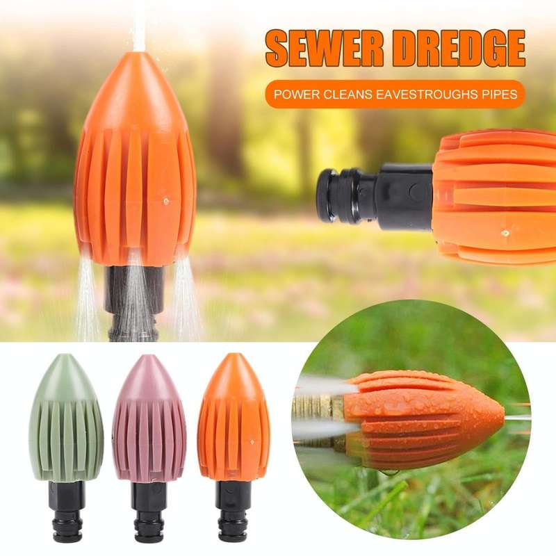 Water Rocket Washer Garden Hose Cleaning Head Drainage Trench Pressure Washer(Orange)