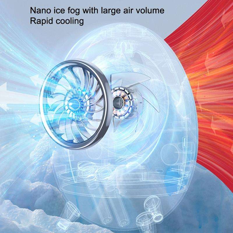 USB Quiet Double Spray Water Cold Fan Portable Desktop Fan(White+Silver)