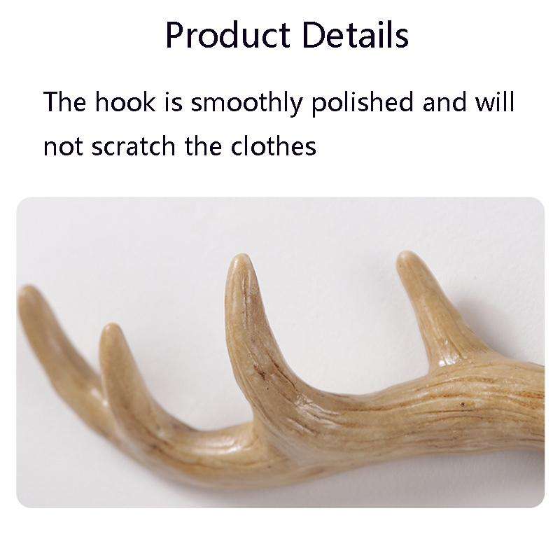 Resin Antler Wall Decoration Wall Hanger Home Living Room Entrance Wall Coat Hook(Light Color)