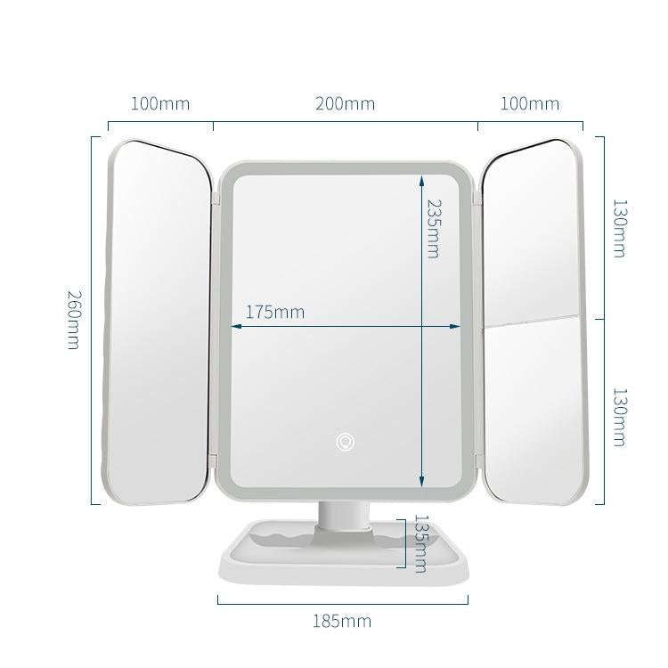 430 Three-Sided Folding LED Makeup Mirror Table Lamp Charging Style