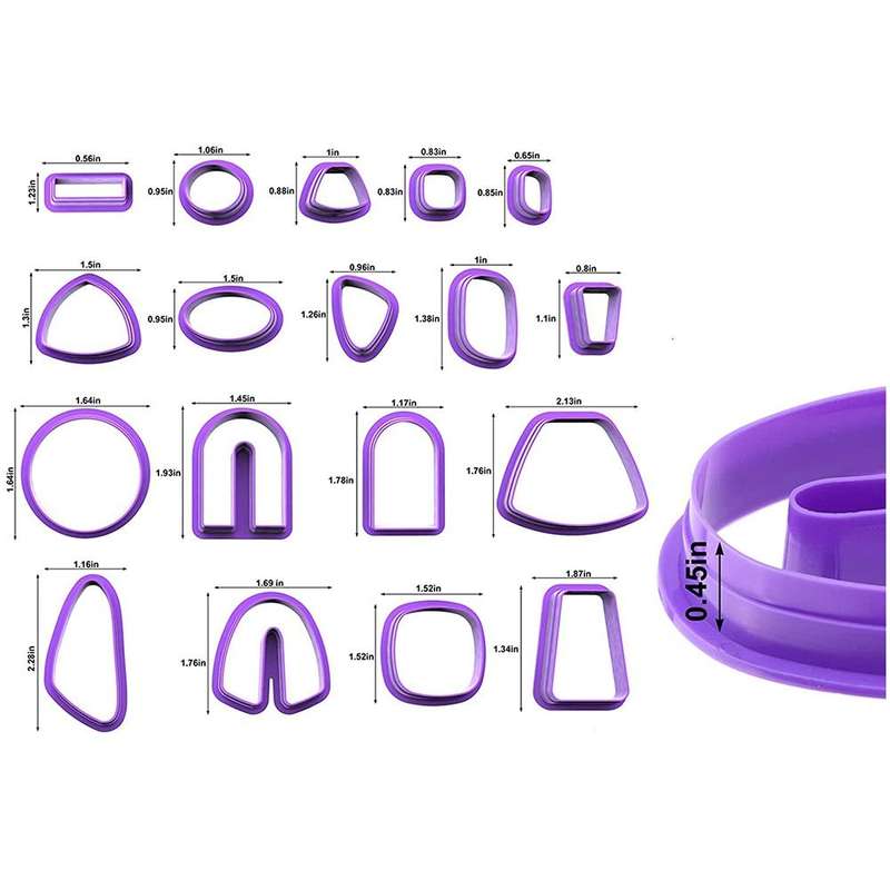 18 In 1 Soft Clay Earring Molds DIY Handmade Clay Cutter Clay Earrings Making Molds(Pink)