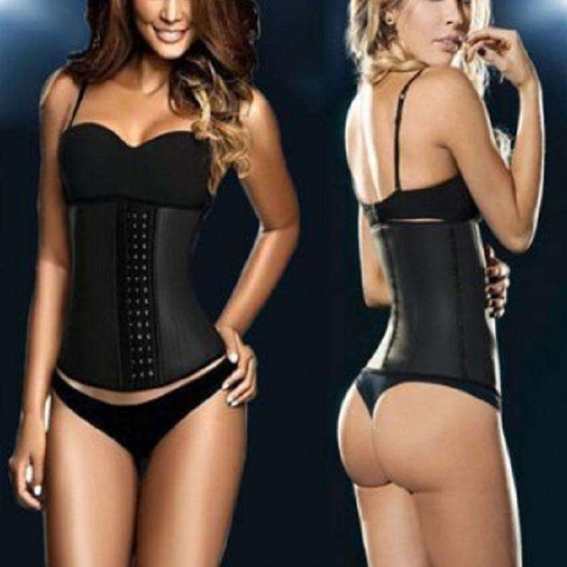 Lady Elastic Latex Steel Bone Buckle Toning Body Lifting Hips Slimming Waist Belt, Size: M(Black)
