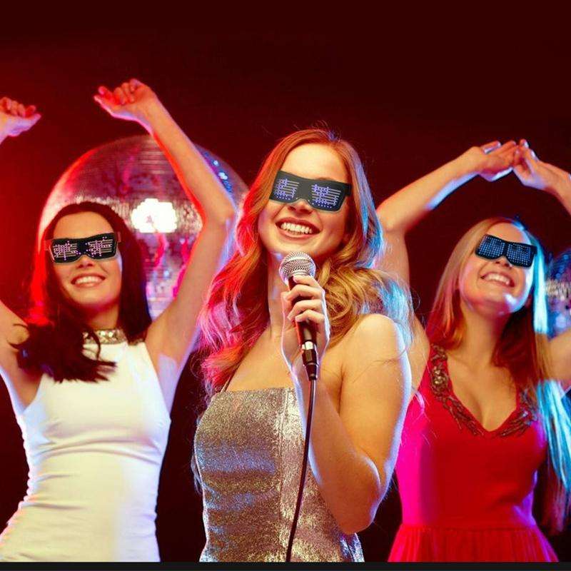 Night Club Bar Disco LED Light-emitting USB Charging Shutter APP Bluetooth Glasses (Green)