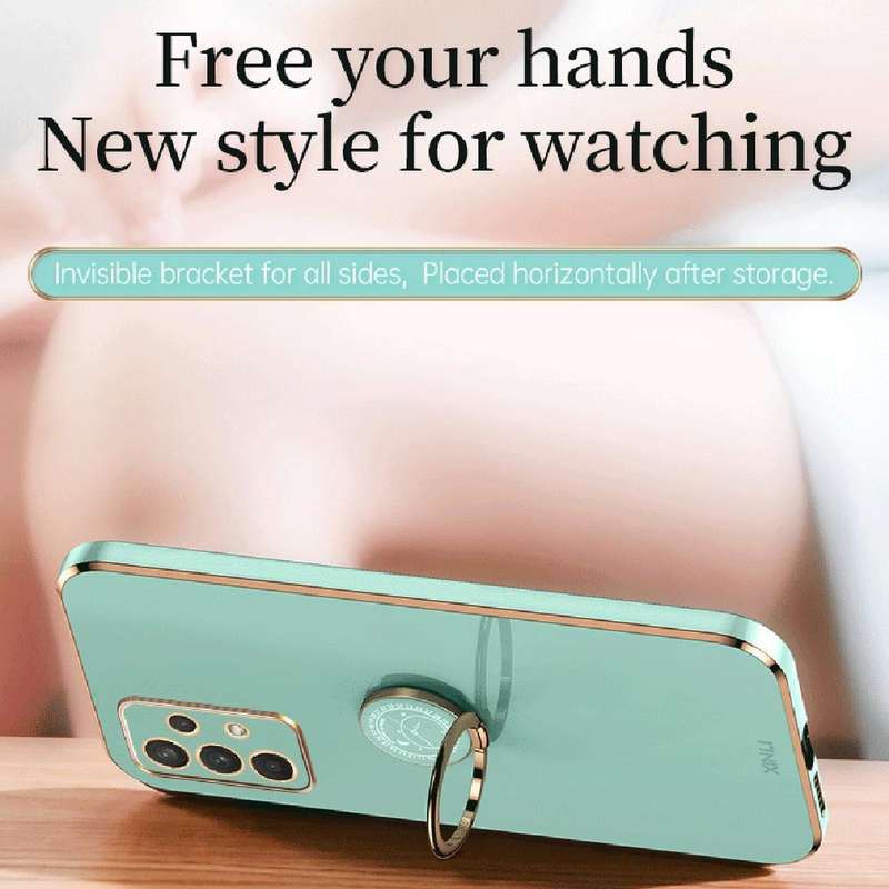 For Samsung Galaxy A32 5G XINLI Straight Edge 6D Electroplate TPU Phone Case with Ring Holder(White)