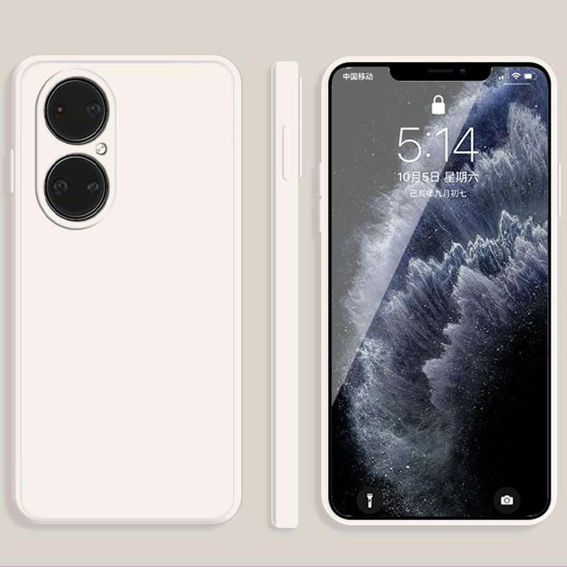 For Huawei P50 Solid Color Imitation Liquid Silicone Straight Edge Dropproof Full Coverage Protec...