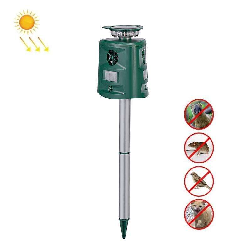 SK698 Solar Powered Animal Repeller 360 Degree Strobe Light Bird Repeller Ultrasonic Rat Repeller...