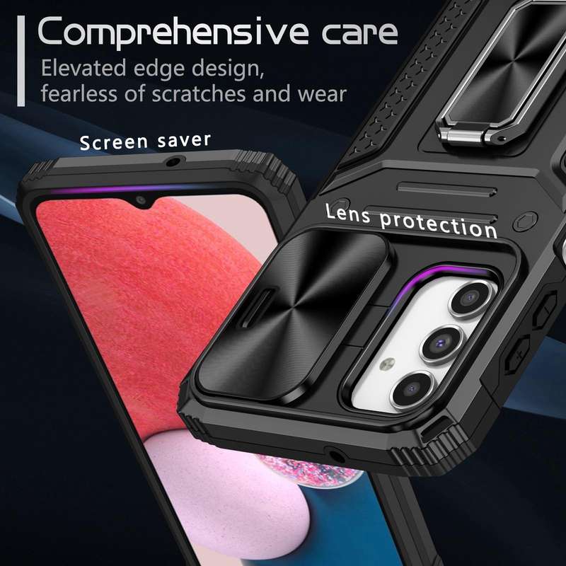 For Samsung Galaxy A14 4G/5G Camshield Robot TPU Hybrid PC Phone Case(Black)