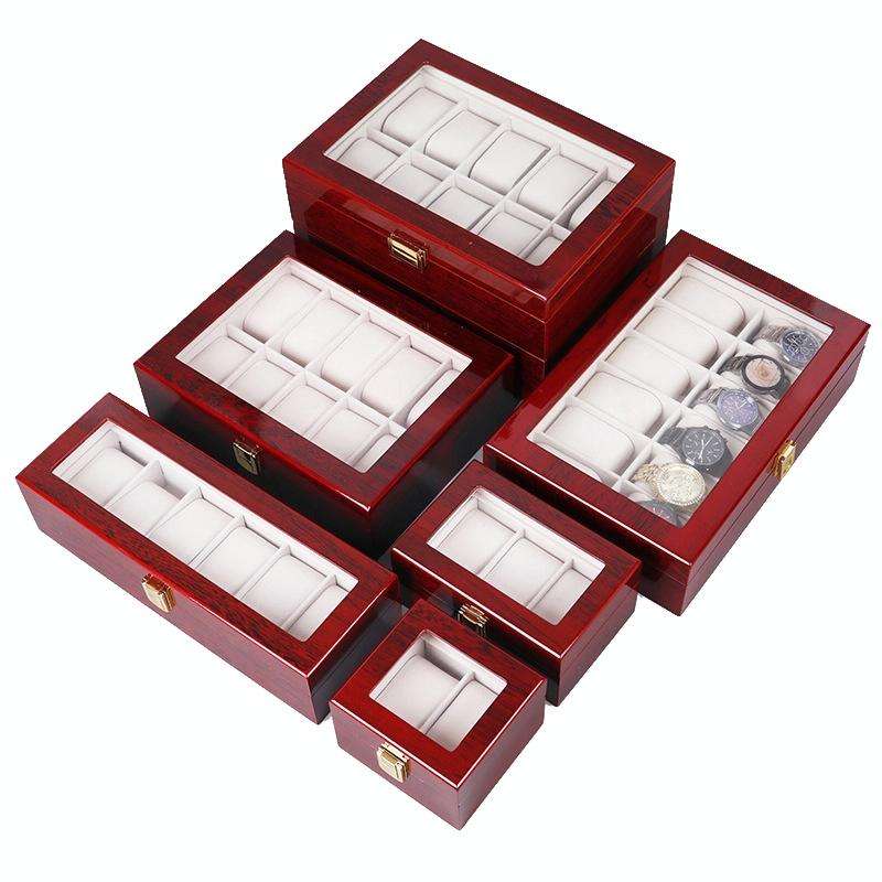 Wooden Baking Paint Watch Box Jewelry Storage Display Box(06 Full Carbon Paint)