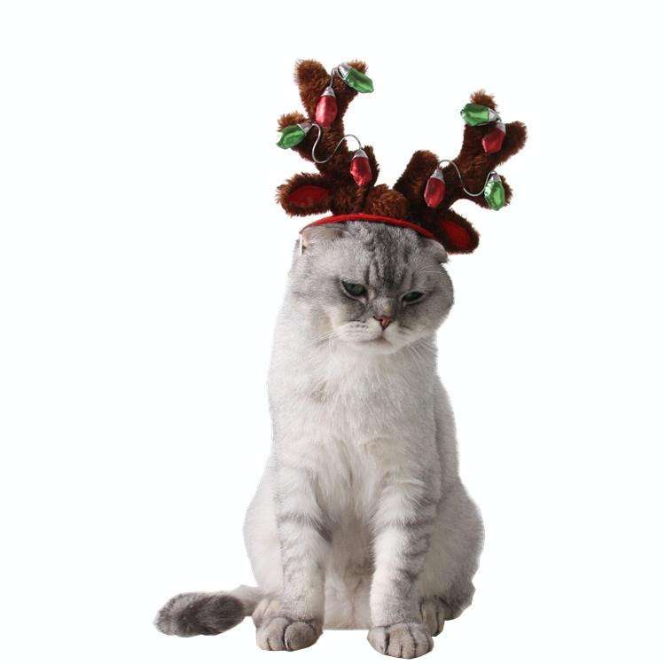 Pet Supplies Puppy Christmas Hat Holiday Jewelry Sequined Antlers, Size: M