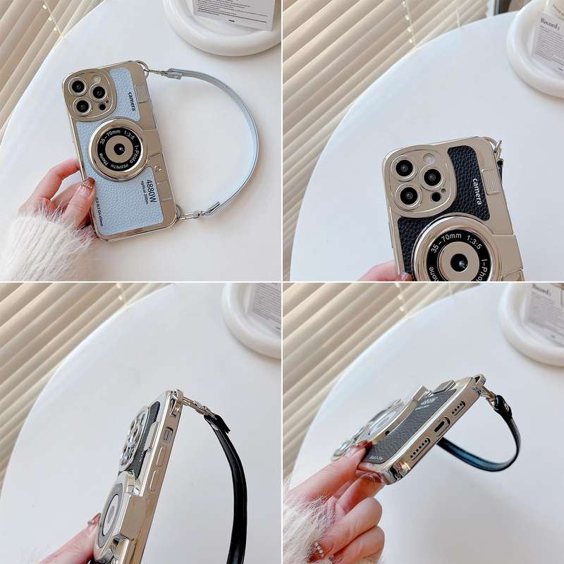 For iPhone 14 Pro Max Camera Style Phone Case(White)