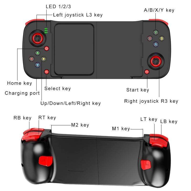 D3 Telescopic BT 5.0 Game Controller For IOS Android Mobile Phone(Red Blue)