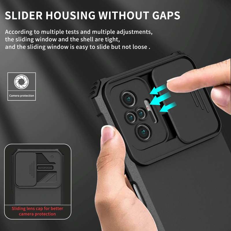 For Xiaomi Redmi Note 10 Pro 4G Stereoscopic Holder Sliding Camshield Phone Case(Black)