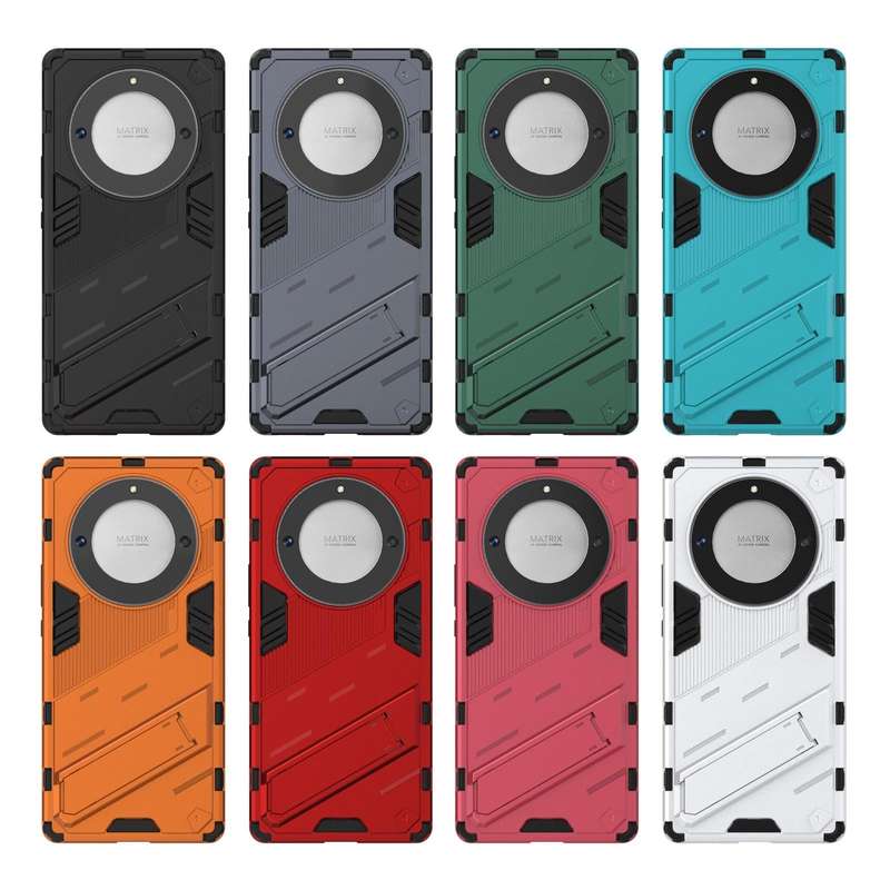 For Honor X9a/X40 5G/Magic5 Lite Punk Armor PC + TPU Phone Case with Holder(White)