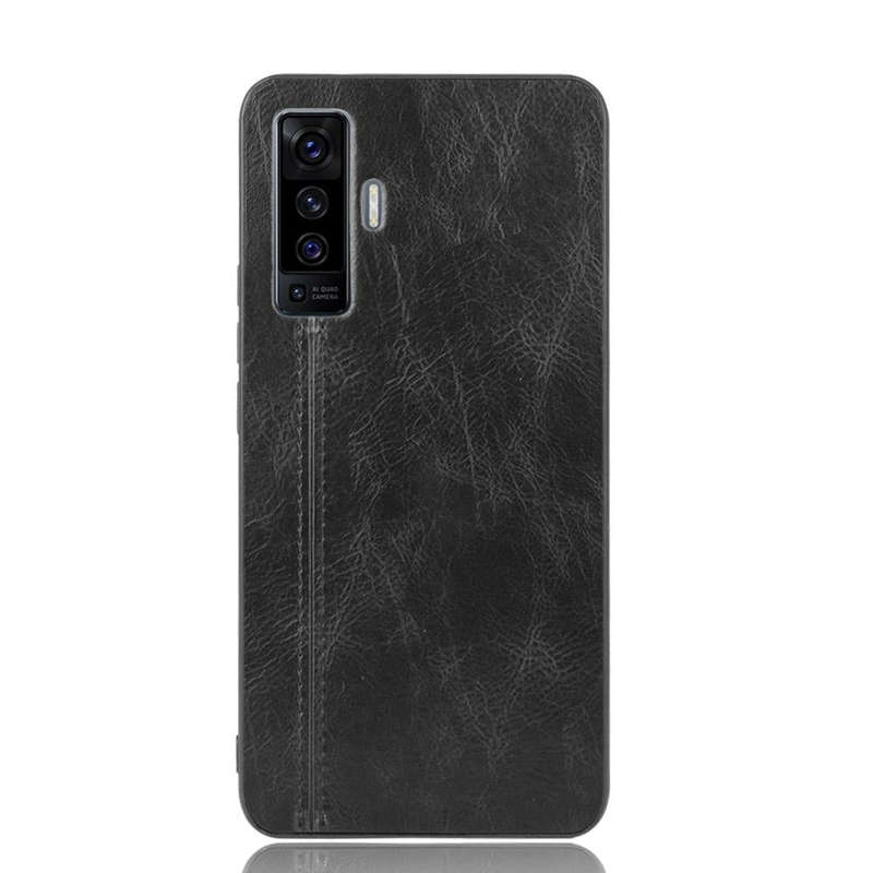 For Vivo X50 Shockproof Sewing Cow Pattern Skin PC + PU + TPU Case(Black)