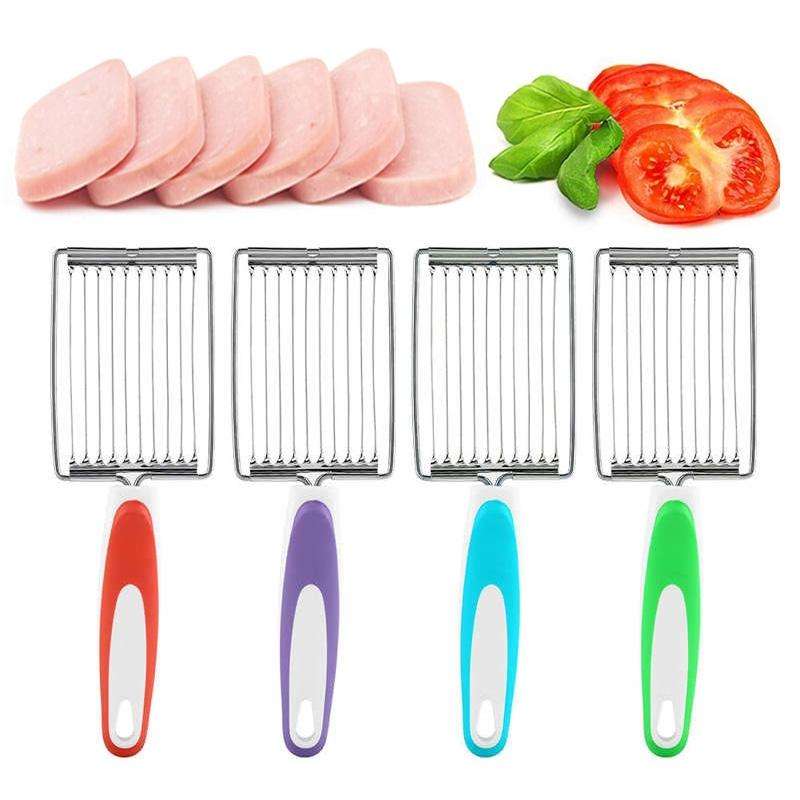 Tomato Luncheon Meat Slicer Non-slip Stainless Steel Fruit Cutter(Blue)