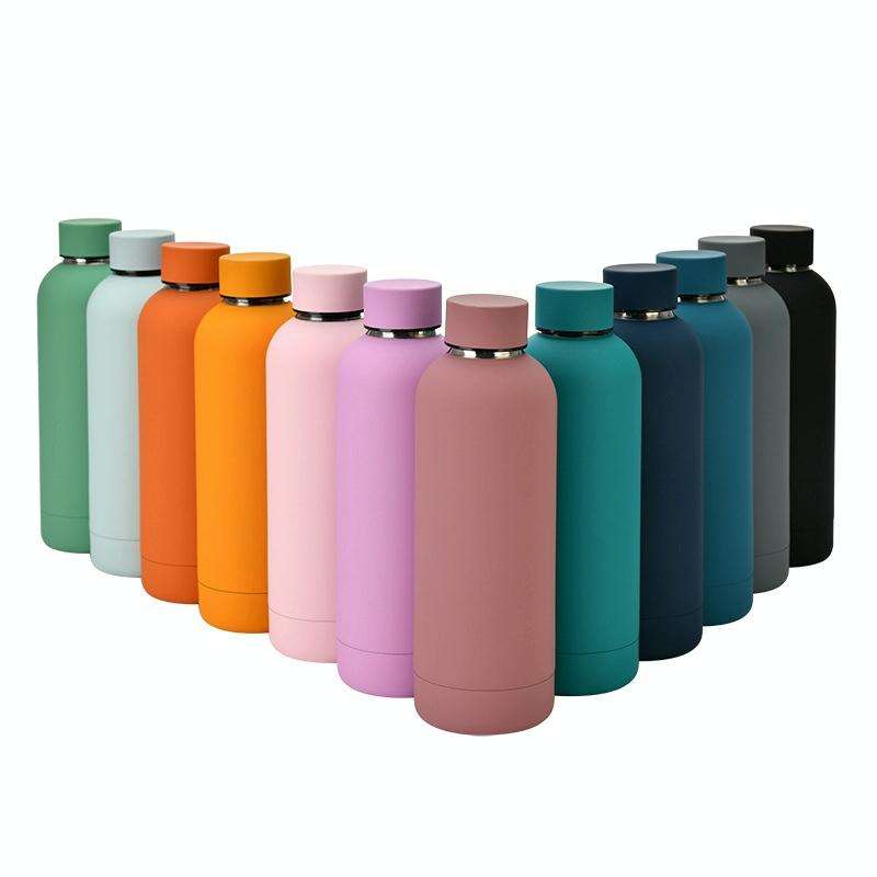 Stainless Steel Outdoor Matte Water Bottle Portable Sports Water Cup Rubber Paint Insulation Cup(...