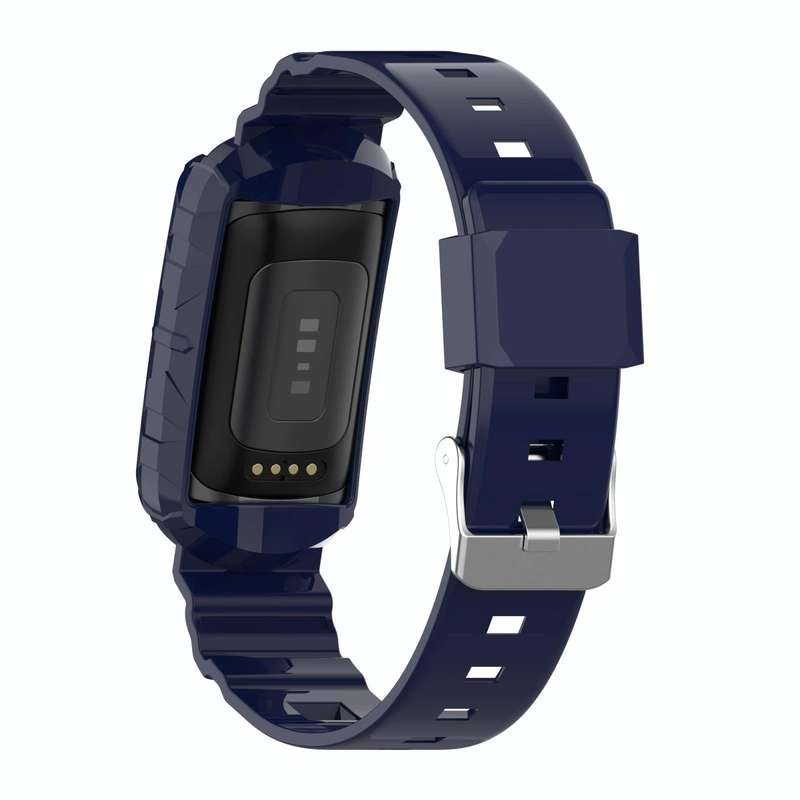 For Fitbit Charge 5 Silicone One Body Armor Watch Band(Navy Blue)
