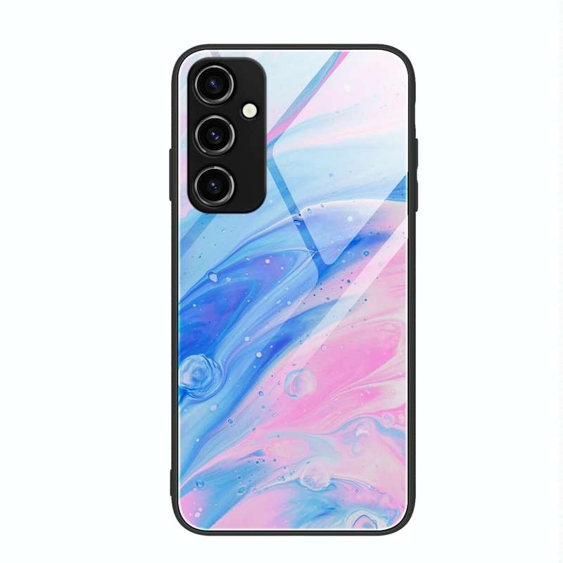 For Samsung Galaxy A34 5G Marble Pattern Glass Phone Case(Pink)