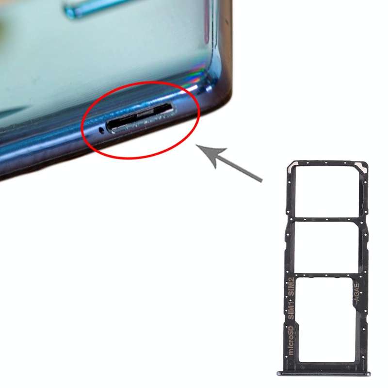 For Samsung Galaxy A71 SIM Card Tray + SIM Card Tray + Micro SD Card Tray (Black)