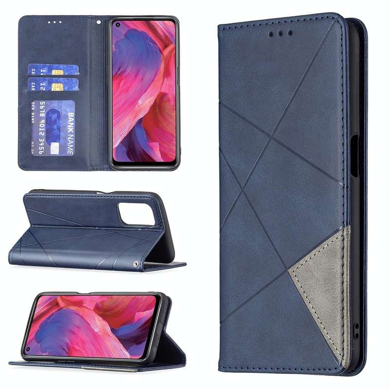 For OPPO A74 5G / A93 5G / A54 5G Rhombus Texture Horizontal Flip Magnetic Leather Case with Hold...