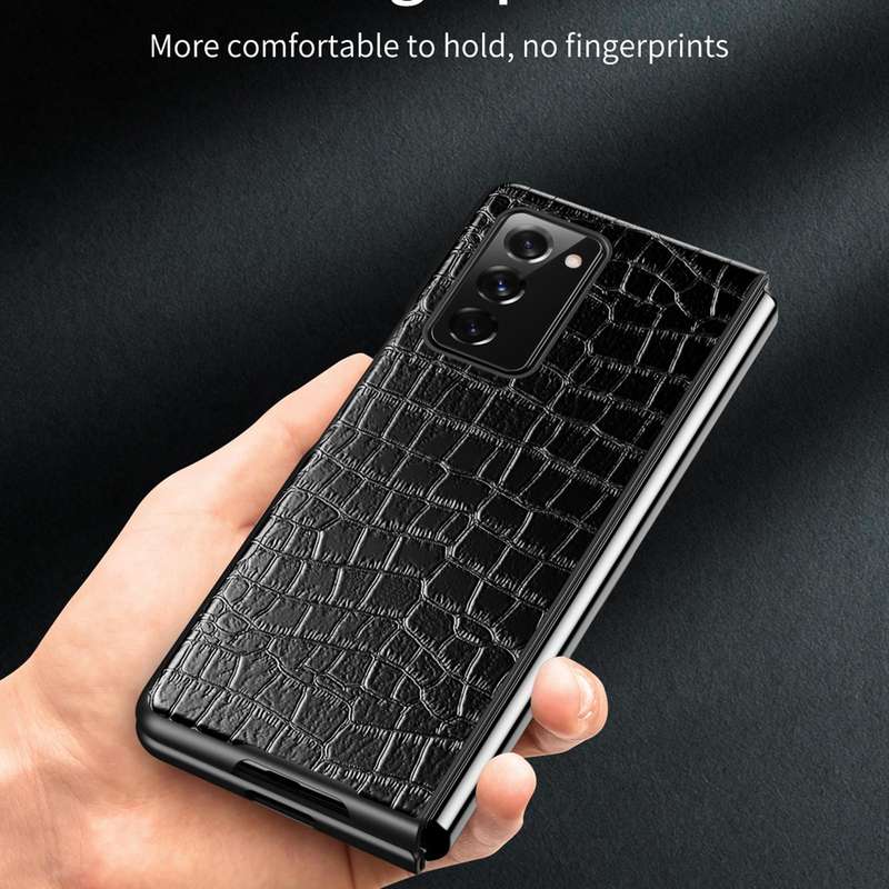 For Samsung Galaxy Z Fold2 5G Crocodile Texture Leather Folding Protective Case(Black)