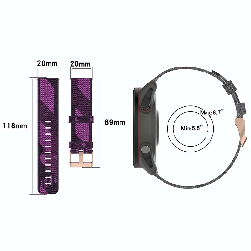 For Garmin Vivomove HR Sport 20mm Nylon Woven Watch Band(Dark Grey)