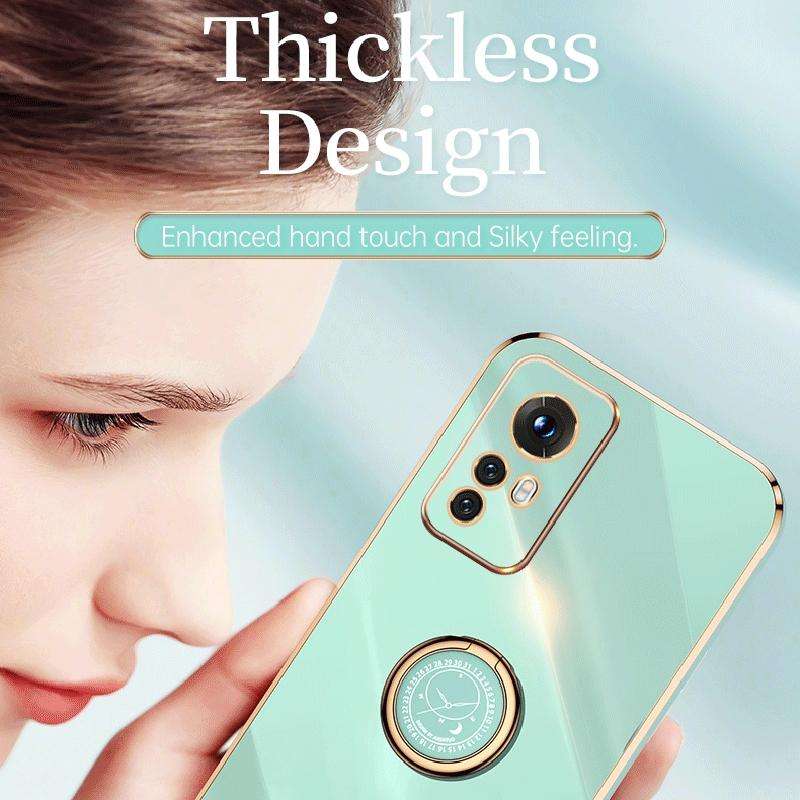 For Xiaomi 12 Lite XINLI Straight Edge 6D Electroplate TPU Phone Case with Ring Holder(Cherry Pur...