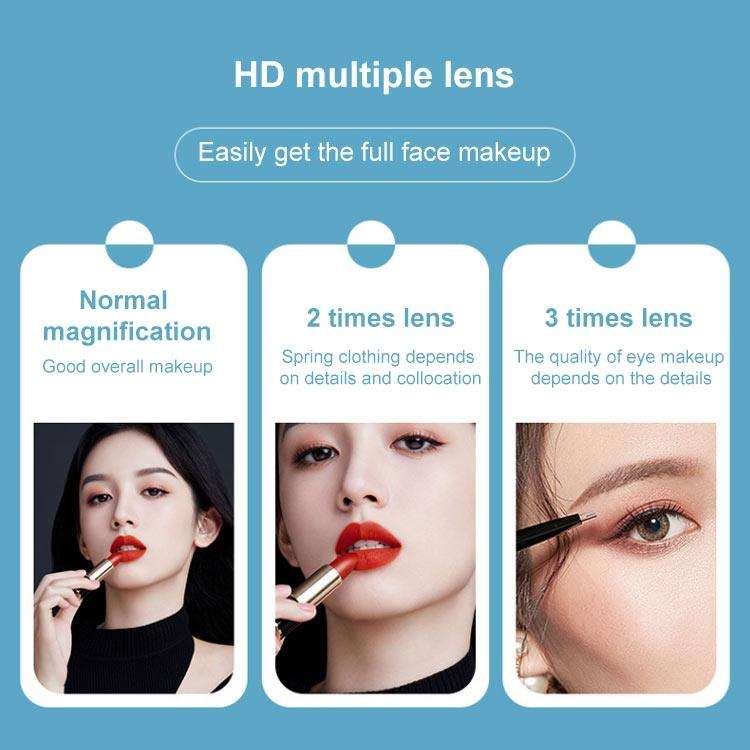 Simple & Stylish LED Three-Fold Square Makeup Mirror, Specification:Plug-in Monochrome Lamp(White)
