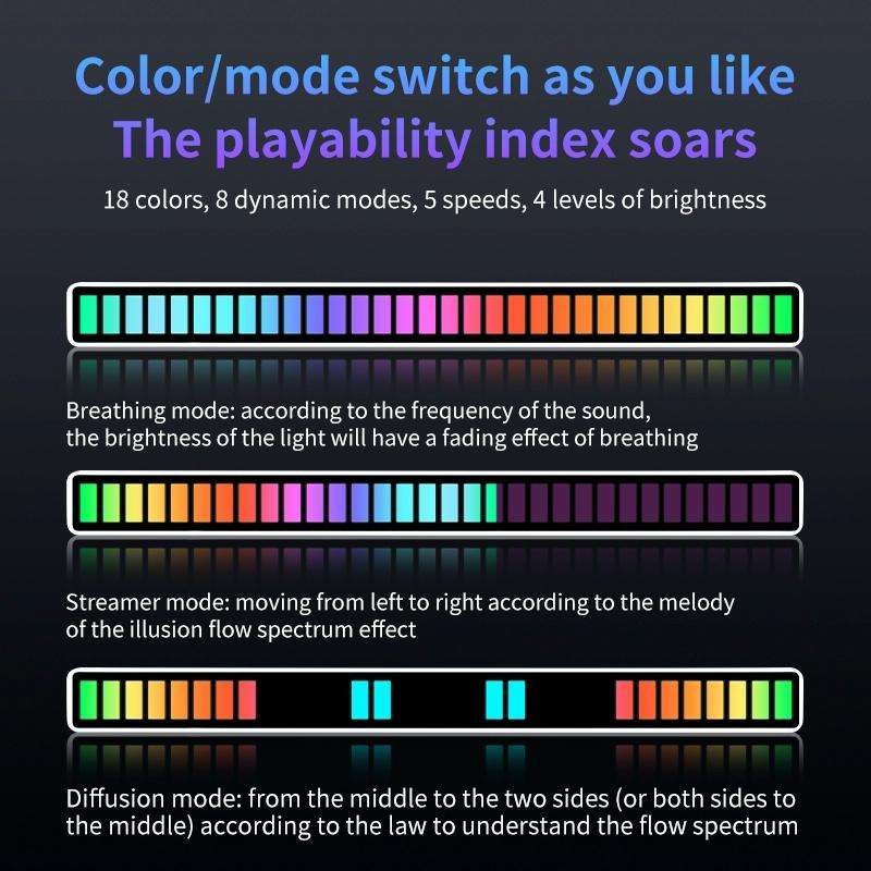 RGB Sound-controlled Rhythmic Response Lights Music Ambient LED Pick-up Lights Charging(16 Light+...