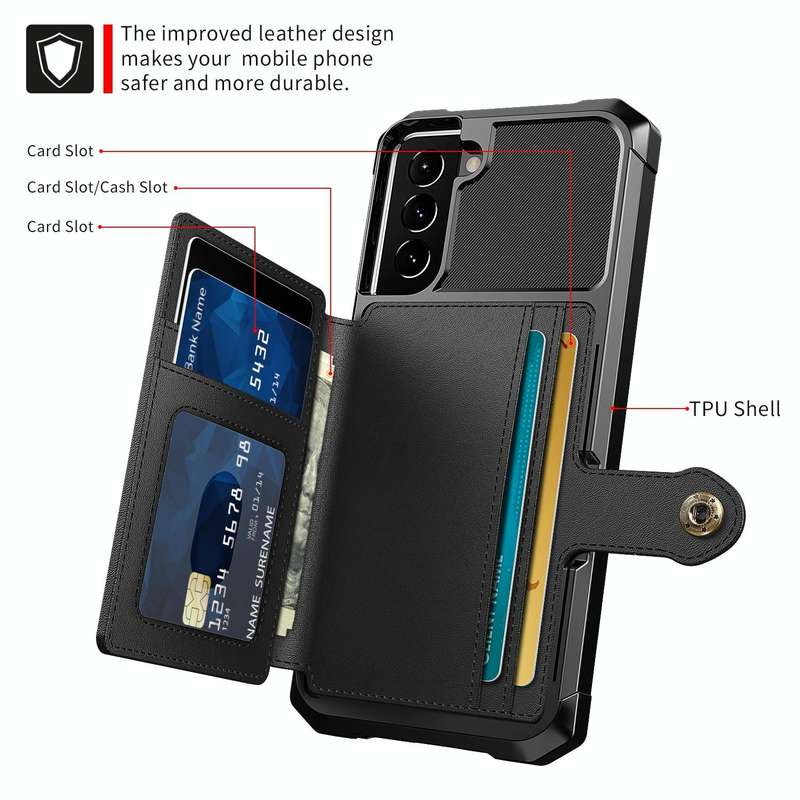 For Samsung Galaxy S21 5G Magnetic Wallet Card Bag Leather Phone Case(Black)