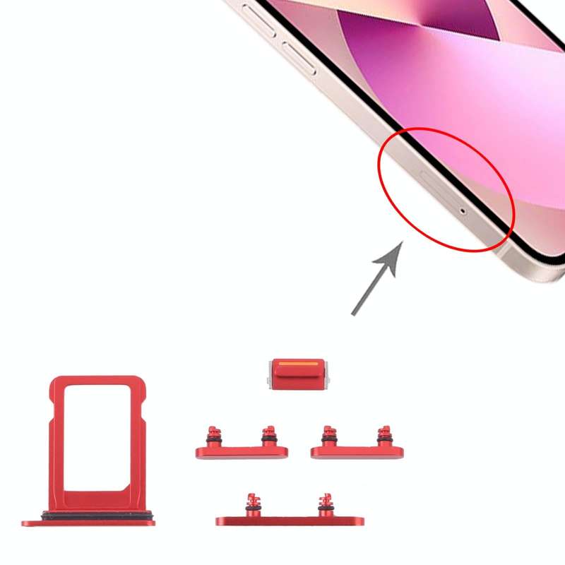 SIM Card Tray + Side Keys for iPhone 13 Mini(Red)