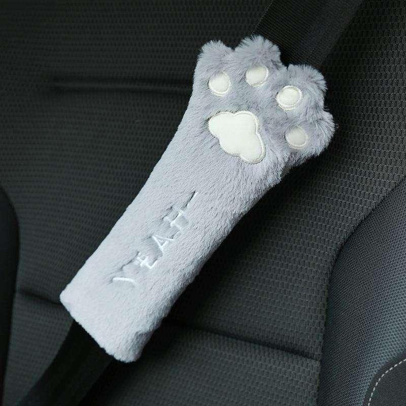 Car Plush Head Pillow Cat Claw Car Neck Pillow Car Female Decorative Supplies, Colour: Gray Shoul...
