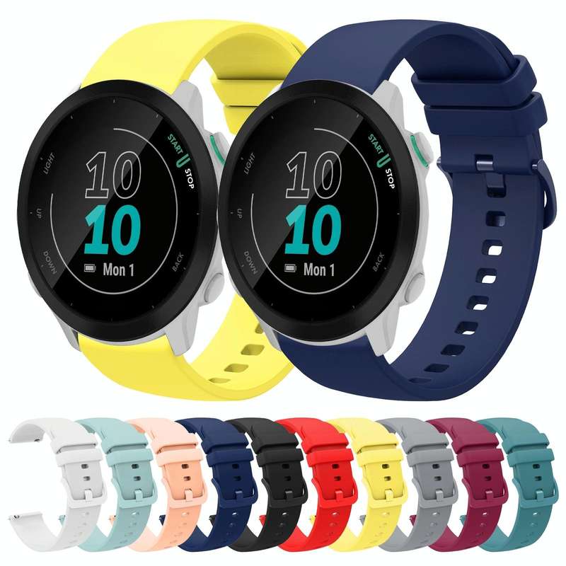 For Garmin Forerunner 55 20mm Solid Color Soft Silicone Watch Band(Navy Blue)