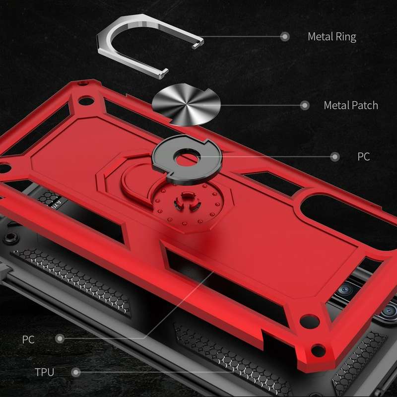 Armor Shockproof TPU + PC Protective Case for Galaxy A70, with 360 Degree Rotation Holder (Black)