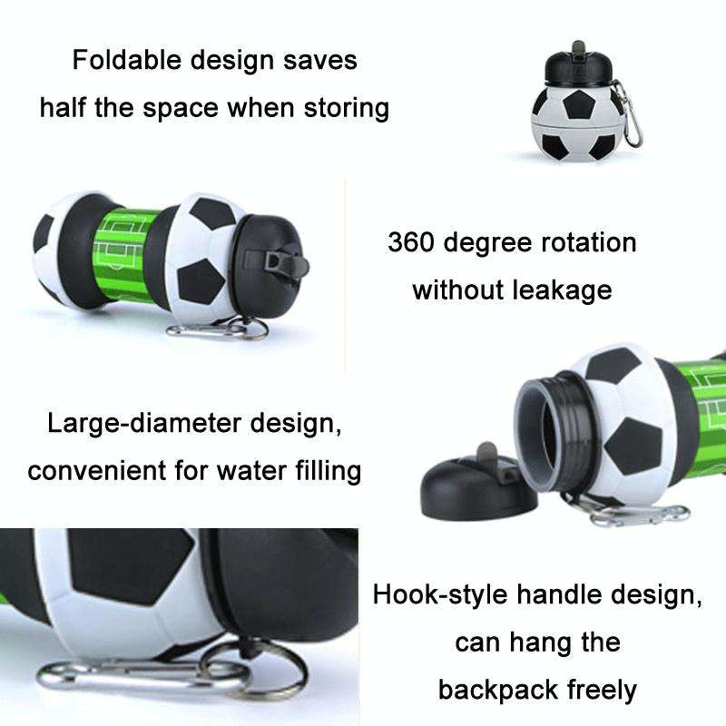 Outdoor Sports Anti-fall Water Bottle Portable Leak-proof Silicone Folding Cup, Shape: Basketball...