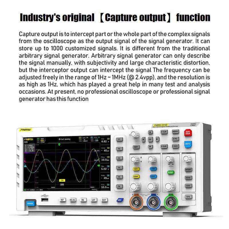 FNIRSI 1014D 2 in 1 Dual-channel 100M Bandwidth Digital Oscilloscope 1GS Sampling Signal Generato...