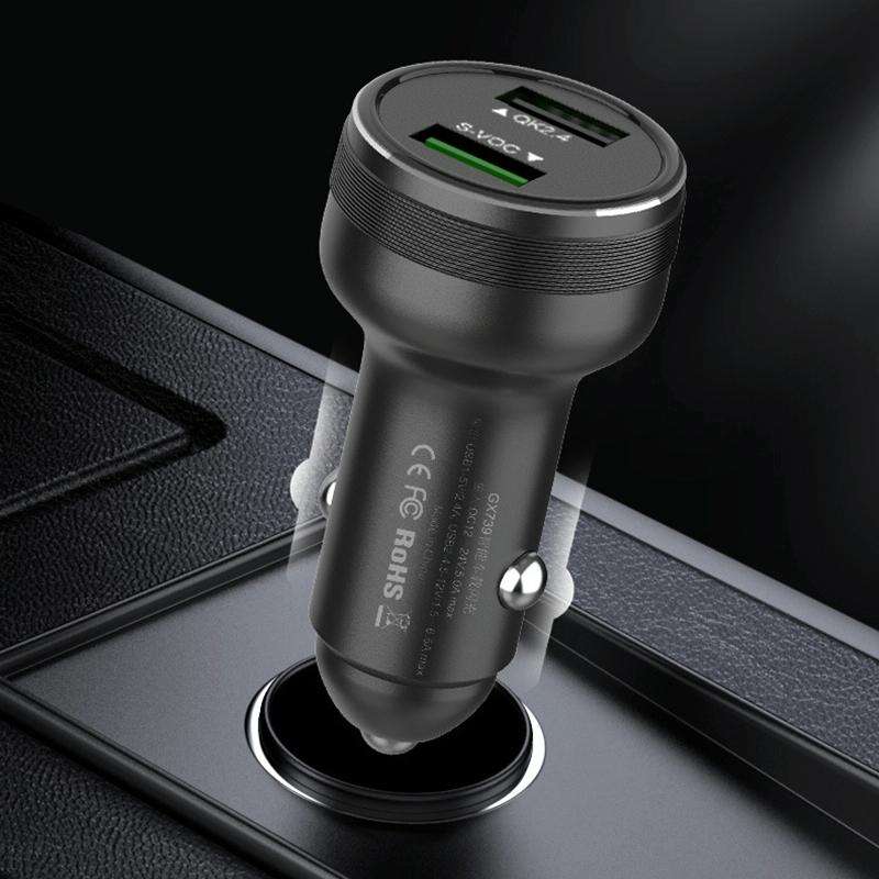 Dual USB 66W Car Flash Charger for OPPO / Huawei (Silver)
