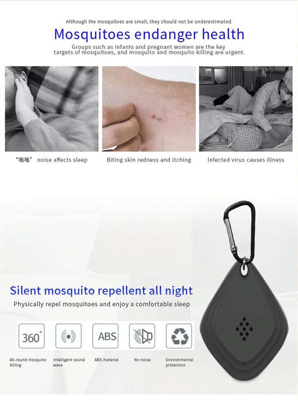 Outdoor Mosquito Repellent Portable Ultrasonic Insect Repellent Insecticide USB Charging Intellig...
