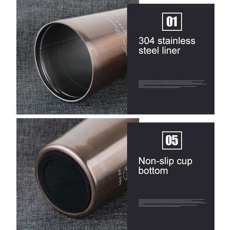 500ML Portable Stainless Steel Creative Gift Coffee Cup Office Vacuum Thermos Mug(Navy Blue)