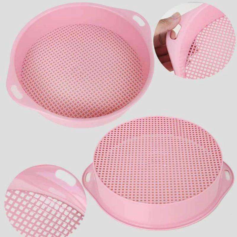 Plastic Mesh Sieve Filter Gravel Stone Tool Soil Particle Sieve with Handrail Gardening Supplies(...