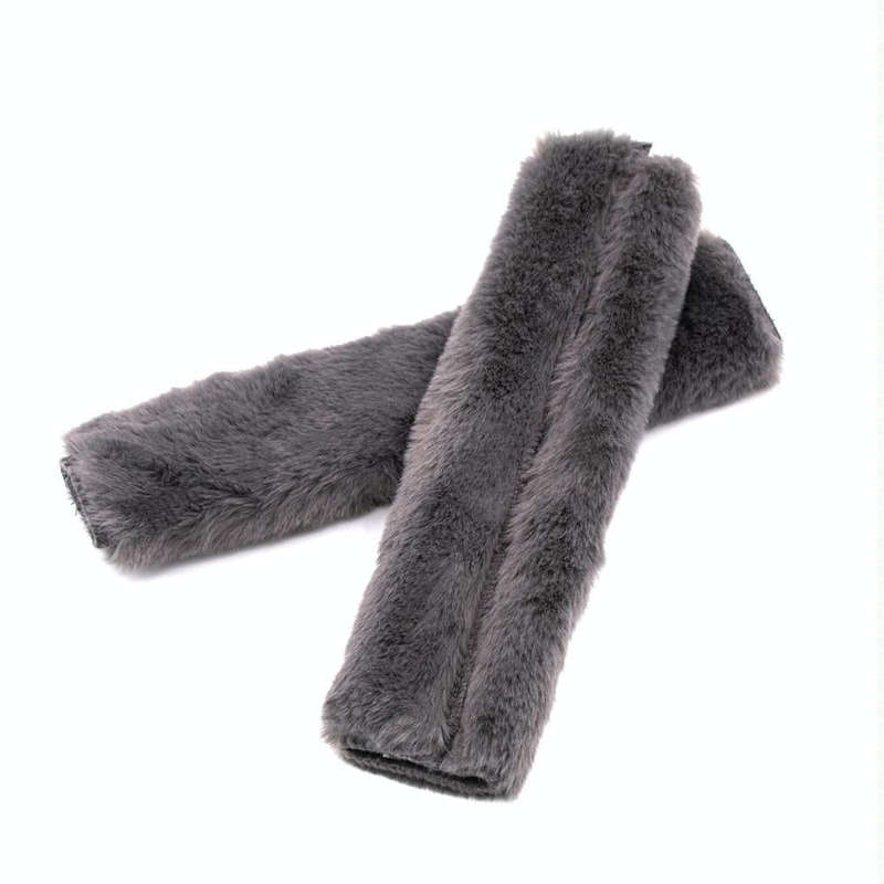 2 Pairs Fleece-like Safety Belt Cover Car Plush Safety Belt Cover(Black)