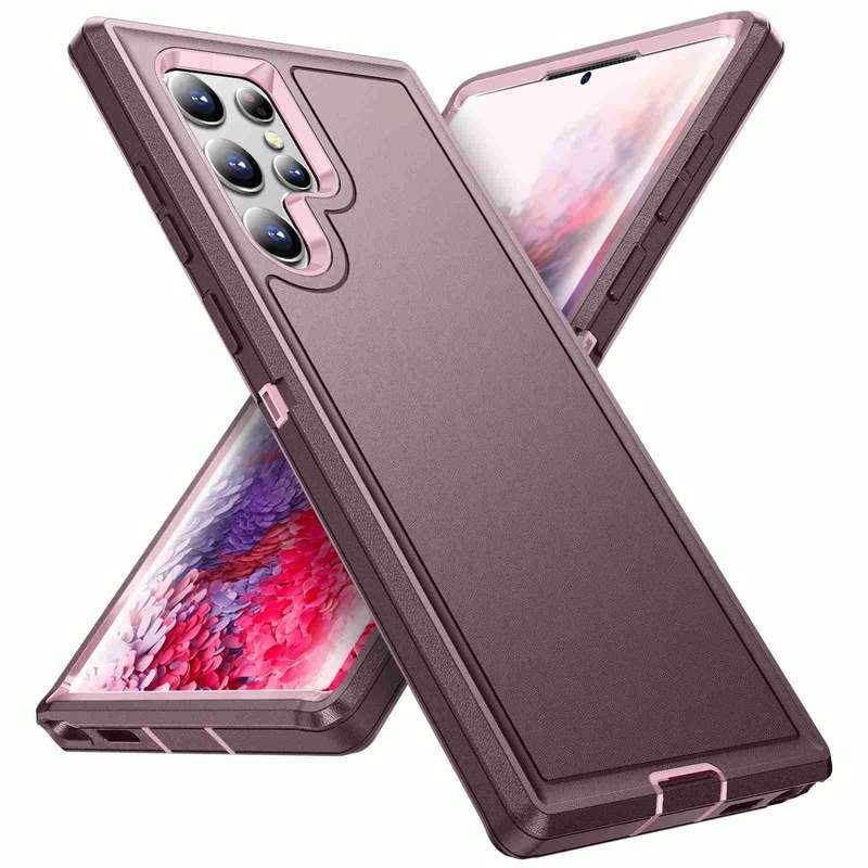 For Samsung Galaxy S22 Ultra 5G Life Waterproof Rugged Phone Case(Purple + Pink)