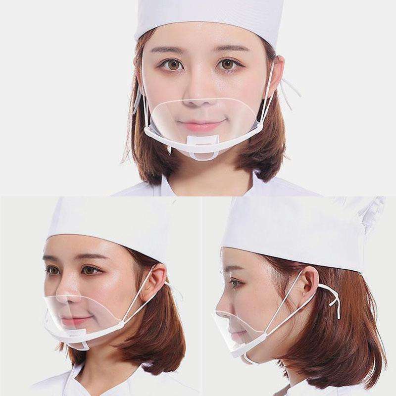 10pcs /Bag Recyclable Transparent Restaurant Mask Chef Anti-fog And Anti-Spittle Plastic Masks(op...