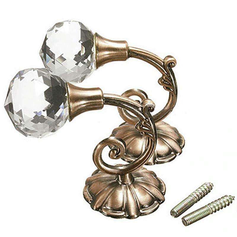 1 Pair Vintage Crystal Flower Barb Curtain Decoration Wall Hook(Bronze)