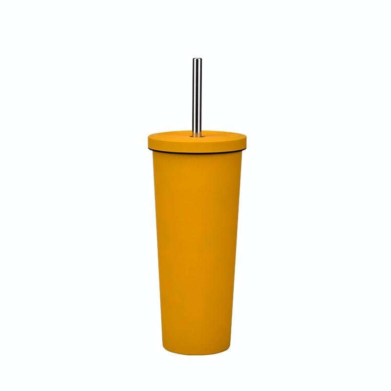 700ml Large Capacity Double Stainless Steel Straw Cup Vacuum Outdoor 304 Insulation Cup Car Water...