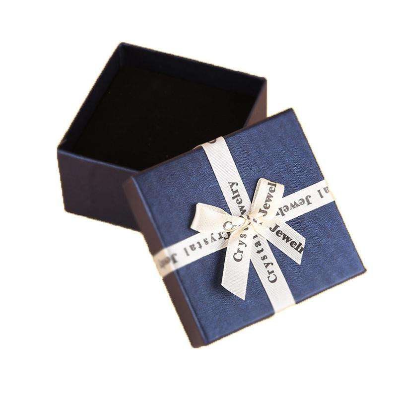 10 PCS Bowknot Jewelry Gift Box Square Jewelry Paper Packaging Box, Specification: 8x8x3.5cm(Dark...