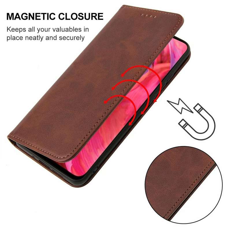 For OPPO A74 5G Magnetic Closure Leather Phone Case(Brown)